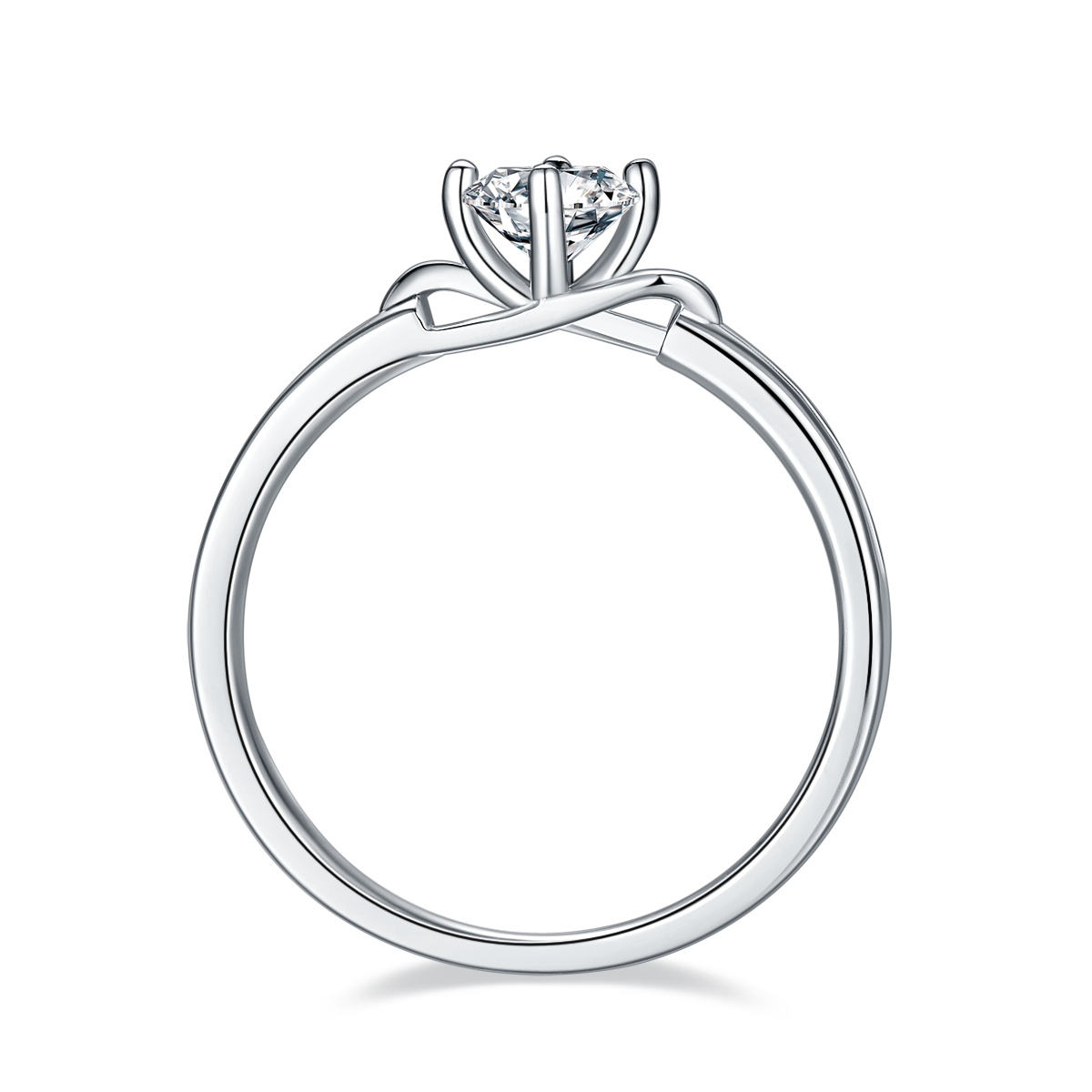 Twisted arm bow S925 silver plated platinum Moissanite women's ring 50 points D-grade